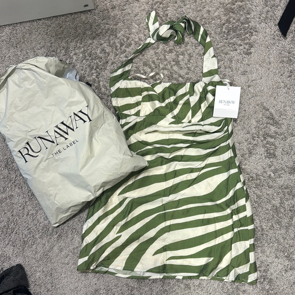 Runaway Green and White Zebra Print Dress